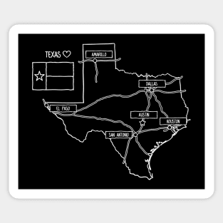 Texas State Map Black Outlines Sticker